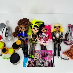 LOL Surprise OMG Remix ROCK METAL CHICK Dolls Set Lot Of 4 With Accessories